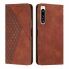 For Sony Xperia 5 IV Diamond Splicing Skin Feel Magnetic Leather Phone Case(Brown) - 1