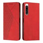 For Sony Xperia 5 IV Diamond Splicing Skin Feel Magnetic Leather Phone Case(Red) - 1