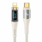 USAMS Type-C to 8 Pin PD20W Aluminum Alloy Transparent Digital Display Fast Charge Data Cable, Cable Length:1.2m(Beige) - 1