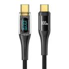 USAMS Type-C to Type-C PD100W Aluminum Alloy Transparent Digital Display Fast Charge Data Cable, Cable Length:1.2m(Black) - 1