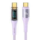 USAMS Type-C to Type-C PD100W Aluminum Alloy Transparent Digital Display Fast Charge Data Cable, Cable Length:1.2m(Purple) - 1