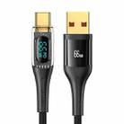 USAMS USB to Type-C 66W Aluminum Alloy Transparent Digital Display Fast Charge Data Cable, Cable Length:1.2m(Black) - 1