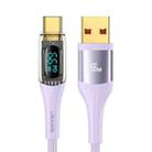 USAMS USB to Type-C 66W Aluminum Alloy Transparent Digital Display Fast Charge Data Cable, Cable Length:1.2m(Purple) - 1