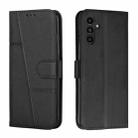 For Samsung Galaxy A34 5G Stitching Calf Texture Buckle Leather Phone Case(Black) - 1