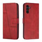 For Samsung Galaxy A34 5G Stitching Calf Texture Buckle Leather Phone Case(Red) - 1