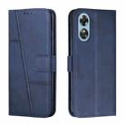 For OPPO A17 Stitching Calf Texture Buckle Leather Phone Case(Blue) - 1