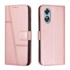 For OPPO A17 Stitching Calf Texture Buckle Leather Phone Case(Rose Gold) - 1