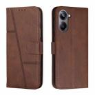 For Realme 10 4G Stitching Calf Texture Buckle Leather Phone Case(Brown) - 1