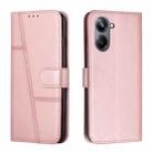 For Realme 10 4G Stitching Calf Texture Buckle Leather Phone Case(Rose Gold) - 1