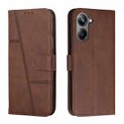 For Realme 10 Pro Stitching Calf Texture Buckle Leather Phone Case(Brown) - 1