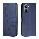 For Realme 10 Pro Stitching Calf Texture Buckle Leather Phone Case(Blue) - 1