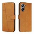 For Realme 10 Pro Stitching Calf Texture Buckle Leather Phone Case(Yellow) - 1