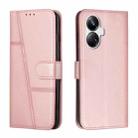 For Realme 10 Pro+ Stitching Calf Texture Buckle Leather Phone Case(Rose Gold) - 1