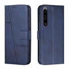 For Sony Xperia 1 IV Stitching Calf Texture Buckle Leather Phone Case(Blue) - 1