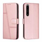 For Sony Xperia 1 IV Stitching Calf Texture Buckle Leather Phone Case(Rose Gold) - 1