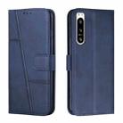 For Sony Xperia 5 IV Stitching Calf Texture Buckle Leather Phone Case(Blue) - 1
