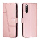 For Sony Xperia 10 IV Stitching Calf Texture Buckle Leather Phone Case(Rose Gold) - 1