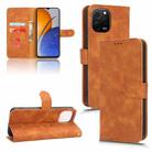 For Huawei  Nova Y61 Skin Feel Magnetic Flip Leather Phone Case(Brown) - 1