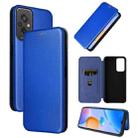 For Xiaomi Redmi 11 Prime 4G Carbon Fiber Texture Flip Leather Phone Case(Blue) - 1