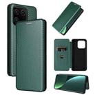 For Xiaomi 13 Carbon Fiber Texture Flip Leather Phone Case(Green) - 1