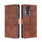 For Honor 80 Skin Feel Crocodile Magnetic Clasp Leather Phone Case(Brown) - 1