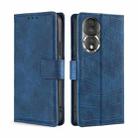 For Honor 80 Skin Feel Crocodile Magnetic Clasp Leather Phone Case(Blue) - 1