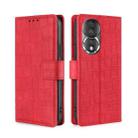 For Honor 80 Skin Feel Crocodile Magnetic Clasp Leather Phone Case(Red) - 1