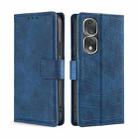 For Honor 80 Pro Skin Feel Crocodile Magnetic Clasp Leather Phone Case(Blue) - 1