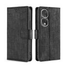 For Honor 80 Pro Skin Feel Crocodile Magnetic Clasp Leather Phone Case(Black) - 1