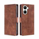 For Huawei nova 10 SE Skin Feel Crocodile Magnetic Clasp Leather Phone Case(Brown) - 1