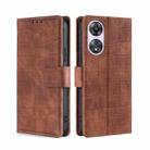 For OPPO A58 5G Skin Feel Crocodile Magnetic Clasp Leather Phone Case(Brown) - 1