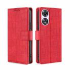 For OPPO A58 5G Skin Feel Crocodile Magnetic Clasp Leather Phone Case(Red) - 1