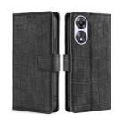 For OPPO A58 5G Skin Feel Crocodile Magnetic Clasp Leather Phone Case(Black) - 1