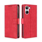 For Realme 10 4G Skin Feel Crocodile Magnetic Clasp Leather Phone Case(Red) - 1