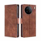 For vivo X90 Skin Feel Crocodile Magnetic Clasp Leather Phone Case(Brown) - 1