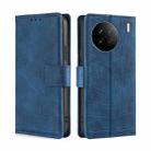 For vivo X90 Skin Feel Crocodile Magnetic Clasp Leather Phone Case(Blue) - 1