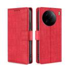 For vivo X90 Pro+ Skin Feel Crocodile Magnetic Clasp Leather Phone Case(Red) - 1