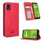 For Cricket Debut Smart Magnetic Buckle Retro Texture Leather Phone Case(Red) - 1