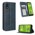 For Cricket Debut Smart Magnetic Buckle Retro Texture Leather Phone Case(Blue) - 1