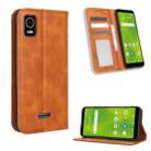 For Cricket Debut Smart Magnetic Buckle Retro Texture Leather Phone Case(Brown) - 1