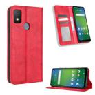 For Cricket Icon 4 Magnetic Buckle Retro Texture Leather Phone Case(Red) - 1