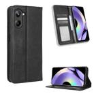 For Realme 10 4G Magnetic Buckle Retro Texture Leather Phone Case(Black) - 1