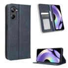 For Realme 10 Pro Magnetic Buckle Retro Texture Leather Phone Case(Blue) - 1
