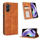 For Realme 10 Pro Magnetic Buckle Retro Texture Leather Phone Case(Brown) - 1