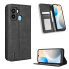 For Tecno Pop 6 BE7 Magnetic Buckle Retro Texture Leather Phone Case(Black) - 1