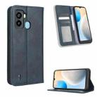 For Tecno Pop 6 BE7 Magnetic Buckle Retro Texture Leather Phone Case(Blue) - 1