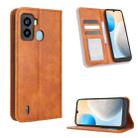 For Tecno Pop 6 BE7 Magnetic Buckle Retro Texture Leather Phone Case(Brown) - 1