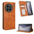 For vivo X90 Pro+ Magnetic Buckle Retro Texture Leather Phone Case(Brown) - 1