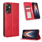 For Tecno Pova 4 Magnetic Buckle Retro Texture Leather Phone Case(Red) - 1