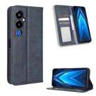 For Tecno Pova 4 Pro Magnetic Buckle Retro Texture Leather Phone Case(Blue) - 1